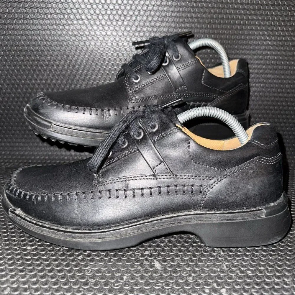 Ecco Fusion Moc Toe Oxford Black Leather Shoes Sneakers Mens Size 7 (41)
